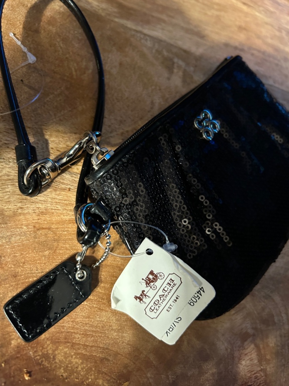 Coach Black Sequin Wristlet Clutch - Picture 2 of 11
